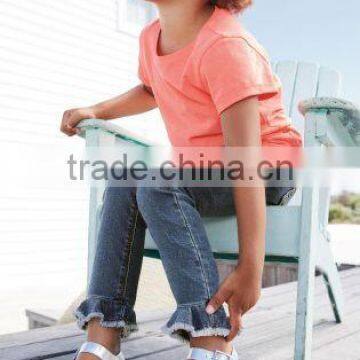 2017 Hot Sales Children Girls O-neck Short Sleeve T-shirt Pure Color photo-6