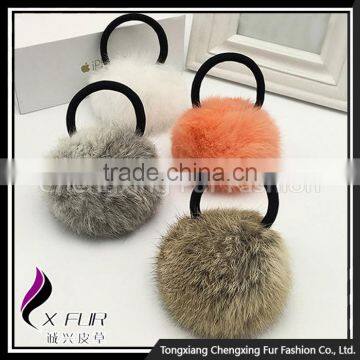 CX-E-12 Genuine Rabbit Fur Ball Elastic Hair Band photo-4