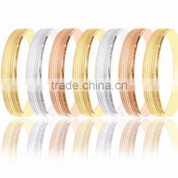 14kt Tri-color Gold Plated 8 MM Semanario Bangle Set