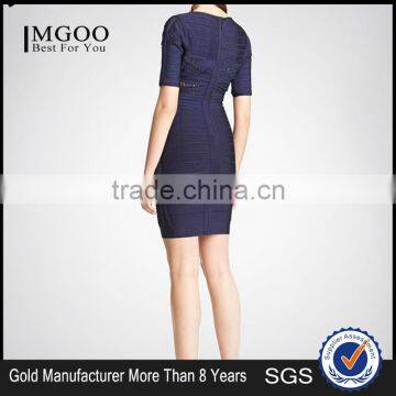 2015 High Quality Dresses Fashion Design For Ladies Half Sleeves Wrap Breast Vestidos H517 photo-2