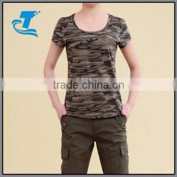 hot sale Outdoor Casual O-neck Women Wholesale Camo T Shirt