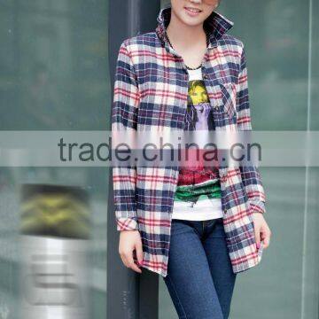 Bulk Wholesale 22 Colors Girl's Plaid Flannel Shirt Female Long-sleeved Plaid Shirt photo-2