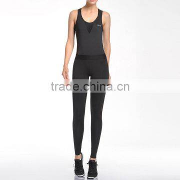 2017 last design black yoga clothes wholesale low price 92%polyester 5%spandex wear yoga jumpsuit