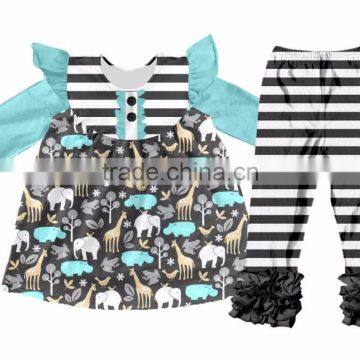 2017 Yiwu Children Clothes Fall Girls Tunic Clothing Sets Wholesale Ruffle Pants Outfit Kids Clothing Baby Clothes photo-3
