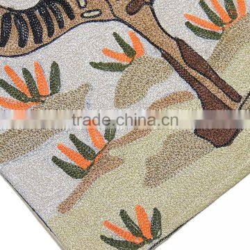 Camel Embroidered Throw Pillow Eclectic Designer Decor Square Accent Cushion photo-4