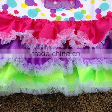 2015 New Baby Girls Color Dot Bunny Easter Dress With Necklace and Bow Set photo-3