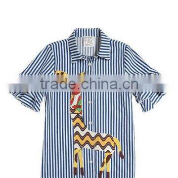 2017 New Style Cutsom Summer Children Baby Girls Cotton Poplin Dress Shirt With Embroidery