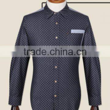 New design 100% cotton dot denim high fashion casual shirts for men