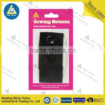 black colour 2 plastic buttons 1 button hole in individual blister card package