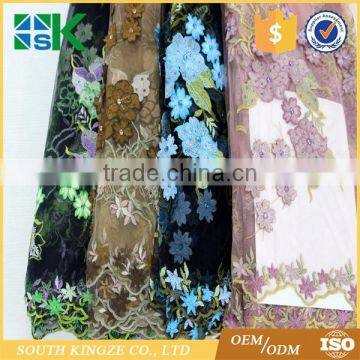 High quality beaded mesh tulle african lace embroidery fabric for wedding dress