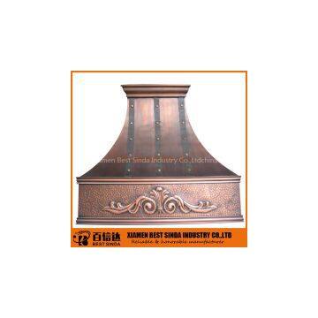 Hammered kitchen wall mounted exhaust copper hood