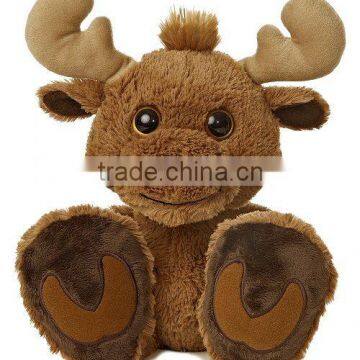 Big Plastic Eyes Plush Brown Moose Animal Toy with Embroidery Paws