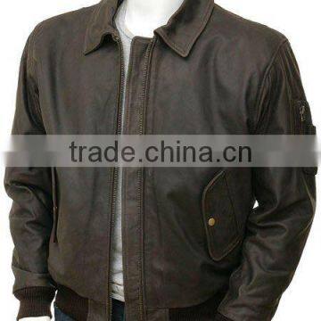 Leather Flight Jacket in Brown: