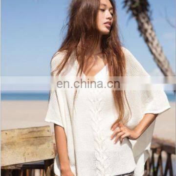 Europe And America Bat-Wing Sleeve Knitting Sandbeach Bikini Shirt