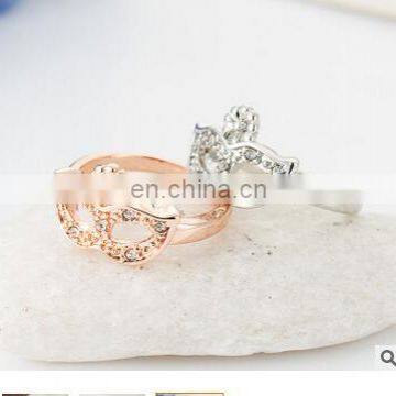 Korean Version of the High-quality Fashion Mask Gilded Gold Crystal Ring Tail Ring Girl Gift Ring photo-3