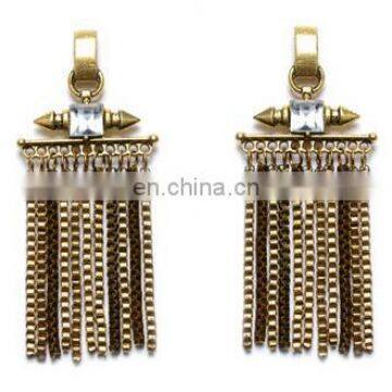 Punk Fashion Rivet Vintage Enthic Bohemia Metal Chain Drop Dangle Tassel Earrings Antique Gold Silver Statement Jewelry photo-2