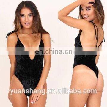 2017 Sexy Women Slimming Bodysuit in Black Velvet