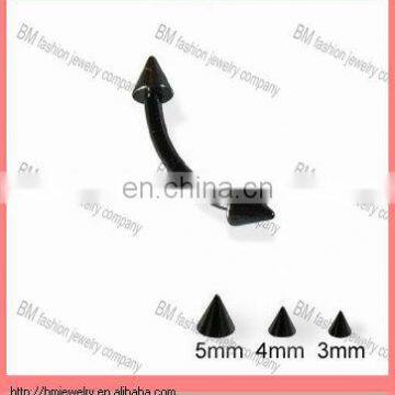 Black anodized titanium spike eyebrow ring body piercing jewlery