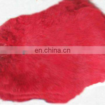 Dyed red color rex rabbit skin fur