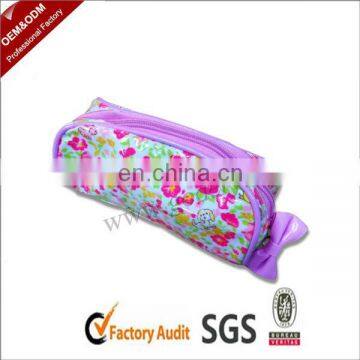 Shinny PVC zippered makeup bag pencil case with bow