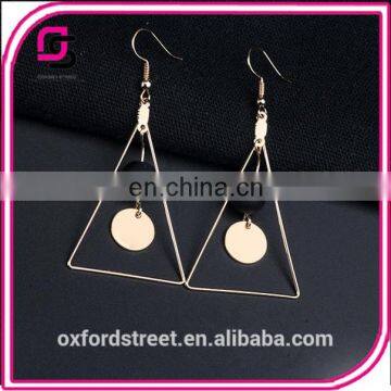 Manual geometry triangle character simple pearl earrings