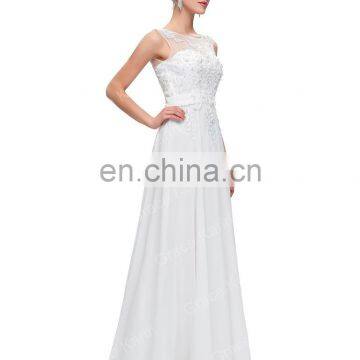 Grace Karin Sleeveless V-Back White Chiffon Plus Size Prom Dress for Fat Women CL007555-4 photo-2