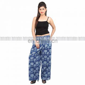 Floral Printed Loose Beach Boho Vintage Style Stylish Trousers Straight Wide Leg Long Summer Yoga Cotton Palazzo Pants