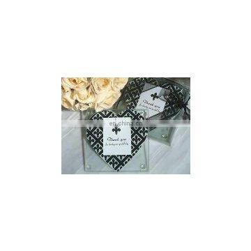 Classic heart design Fleur de lis photo coaster