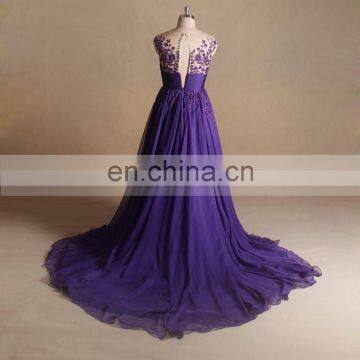 Beaded Trim For Chiffon Purple Wedding Dress photo-4
