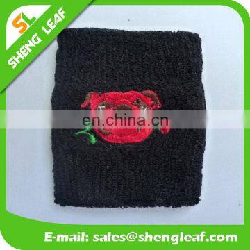 Dog embroidery on the black custom cloth wristbands