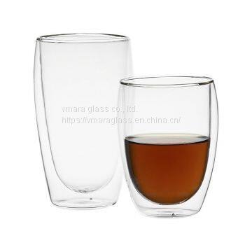 Insulated Double Wall Borosilicate Glasses Tumbler Thermostable