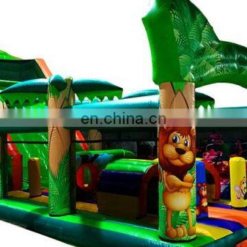 Jungle adventure Inflatable Kids Play Jump house Inflatable obstacle  bounce house With slide equipment For Commercial use