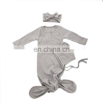 Baptismal Baby Gown Set Knotted Baby Gown Bonnet Baby Hat