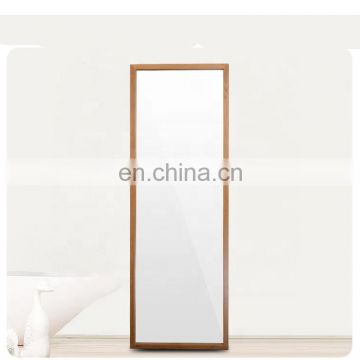 China Manufacturer Full Length Narrow Oak Wood Frame Dressing Mirror Custom Wooden Frame Floor Standing Mirror