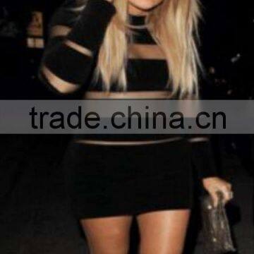 Summer Dress Wholesale 2015 New Black Long Sleeve Mesh Sey Bodycon Celebrity Party Pencil Women Bandage Dress Bandage Bodycon Wo photo-3