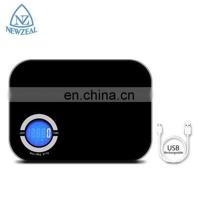 Hot Selling USB Rechargeable Glass Printing Logo Design Digital Household LCD 5kg Kitchen Scale