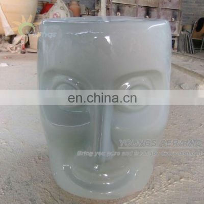 Jingdezhen White Glazed Ceramic Porcelain Garden Face Stool