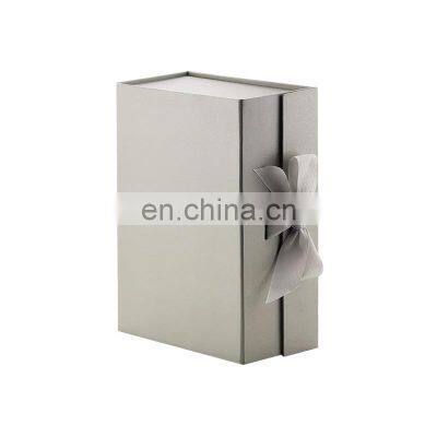 Luxury pewter clothes packaging magnets folding gift box with ribbon