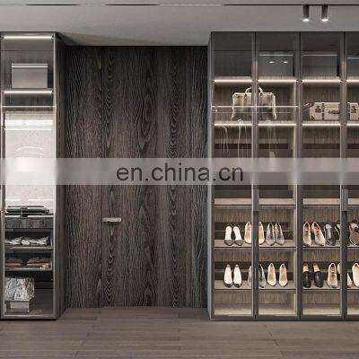 Modern Opening Cloakroom/Wardrobe Aluminum Glass Door Walk in Wardrobe