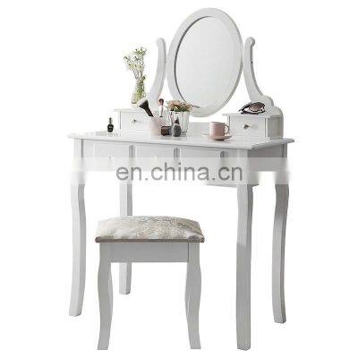 Vanity Dressing Makeup Table Set Mirror Stool Storage Drawer Desk