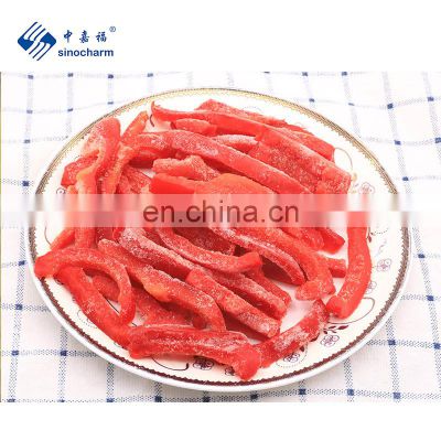 Sinocharm BRC A approved IQF Red Pepper Strip Frozen Red Pepper Strip