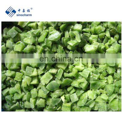 Sinocharm BRC Approved 10*10 mm Fresh Crisp Frozen Green Pepper dice IQF Green Pepper