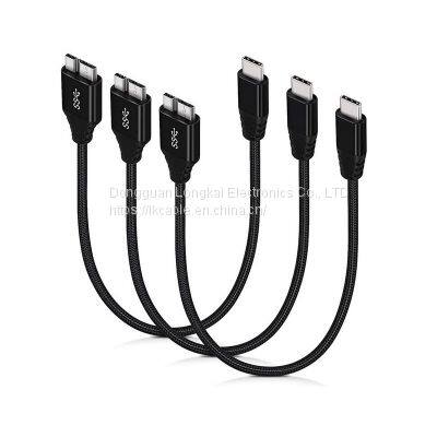 USB C to Micro 3.0 Nylon Braided Metal Connector Type C 3.0 to Micro B Cable, Fast Charging Syncing Compatible for Toshiba Canvio,Westgate,Seagate,Galaxy S5 Note 3 photo-2