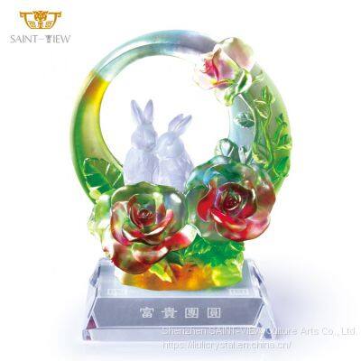 2023 New Years Gift Crystal Trophy Office Decoration Zodiac Rabbit Custom High Quality Wholesale