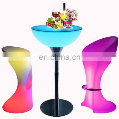 wireless illuminated glowing led portable led light bar cocktail tables and chairs 16 colors portable bar table led cocktail tab