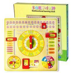 Kids Early Learning Wooden Calendar Clock Toy for Children Education