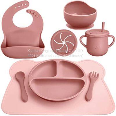 Baby Feeding Eating Supplies Silicone Baby Tableware Set