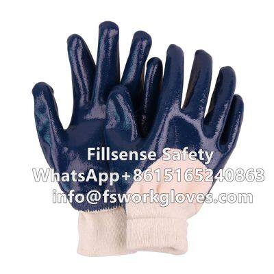 Knit Wrist Cotton Jersey Liner Half/Fully Coated Nitrile Gloves Heavy Duty Work Gloves Industrial Work Gloves photo-2
