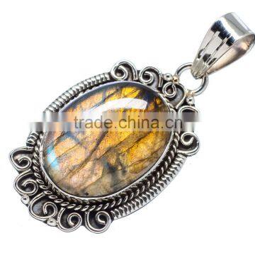 925 SOLID STERLING FINE SILVER LABRADORITE PENDANT