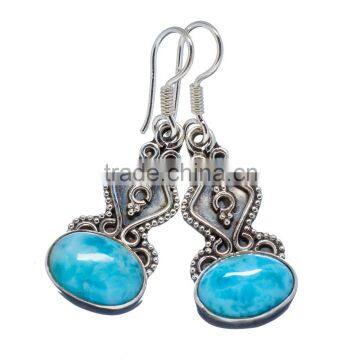 LARIMAR EARRING ,925 sterling silver jewelry wholesale,WHOLESALE SILVER JEWELRY,SILVER EXPORTER,SILVER JEWELRY FROM INDIA